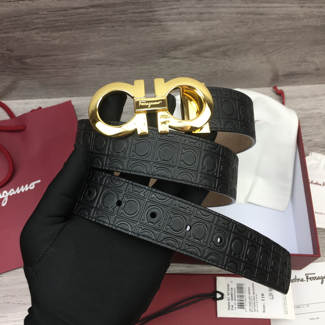 Ferragamo NXP Chip Leather Belt