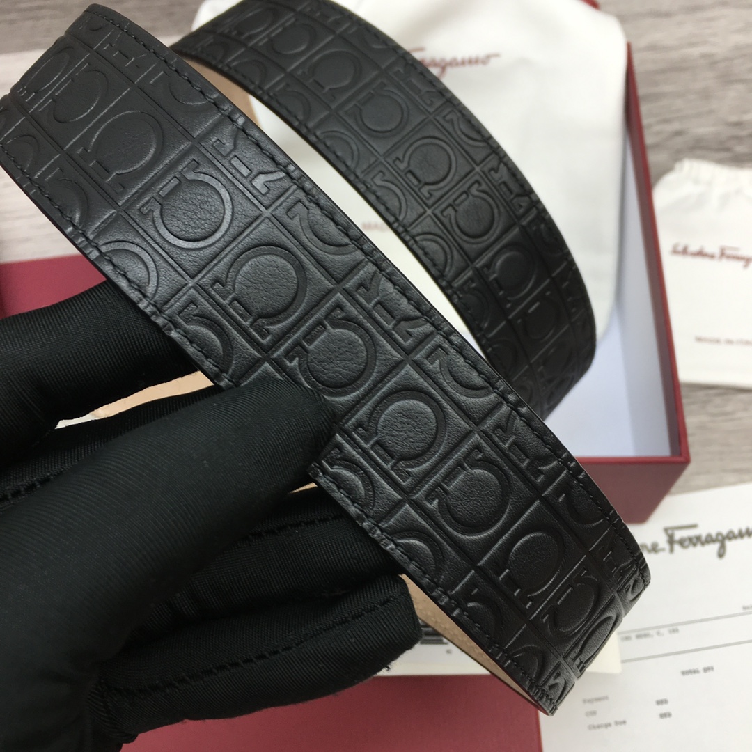 Ferragamo NXP Chip Leather Belt