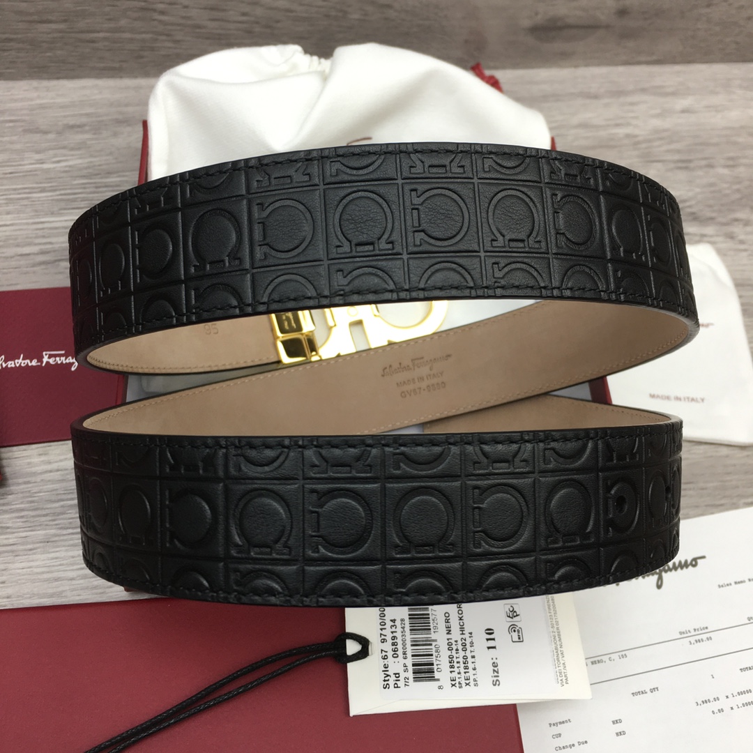 Ferragamo NXP Chip Leather Belt