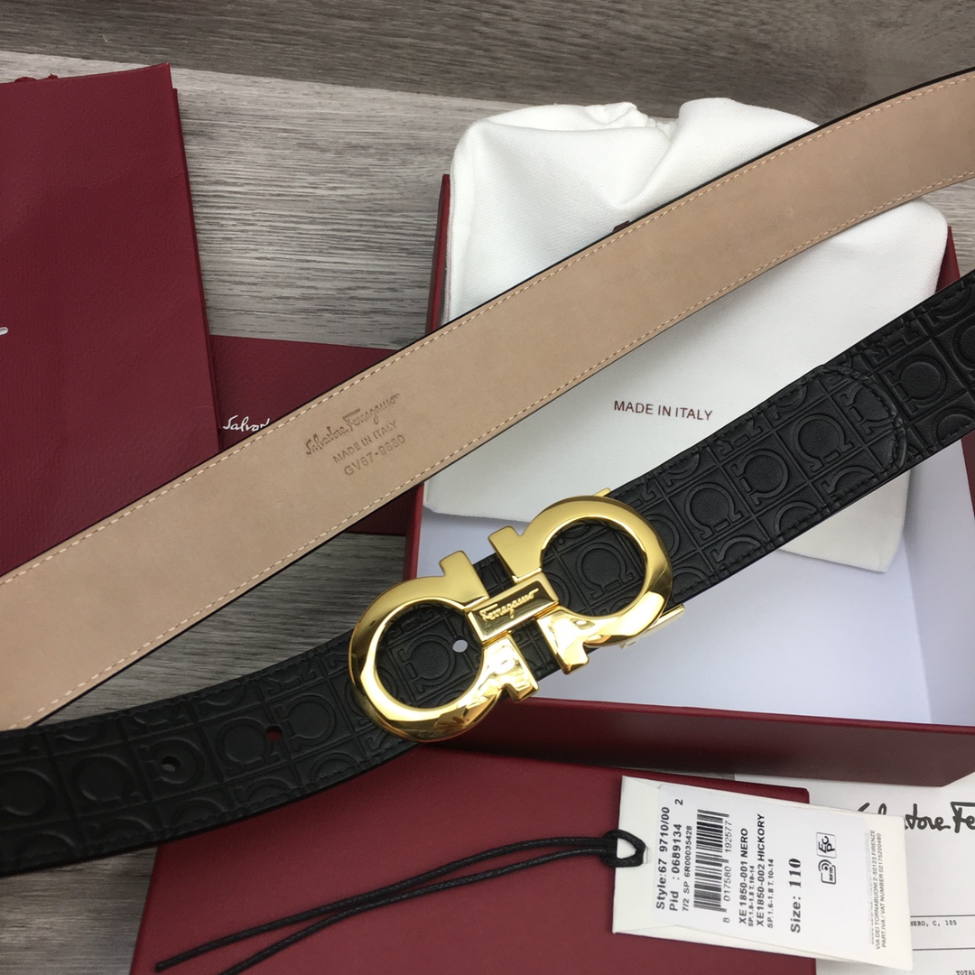 Ferragamo NXP Chip Leather Belt