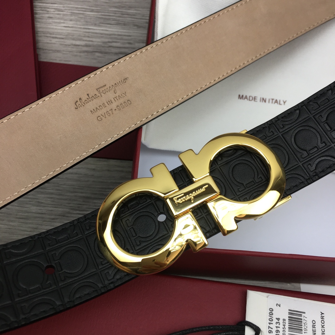 Ferragamo NXP Chip Leather Belt