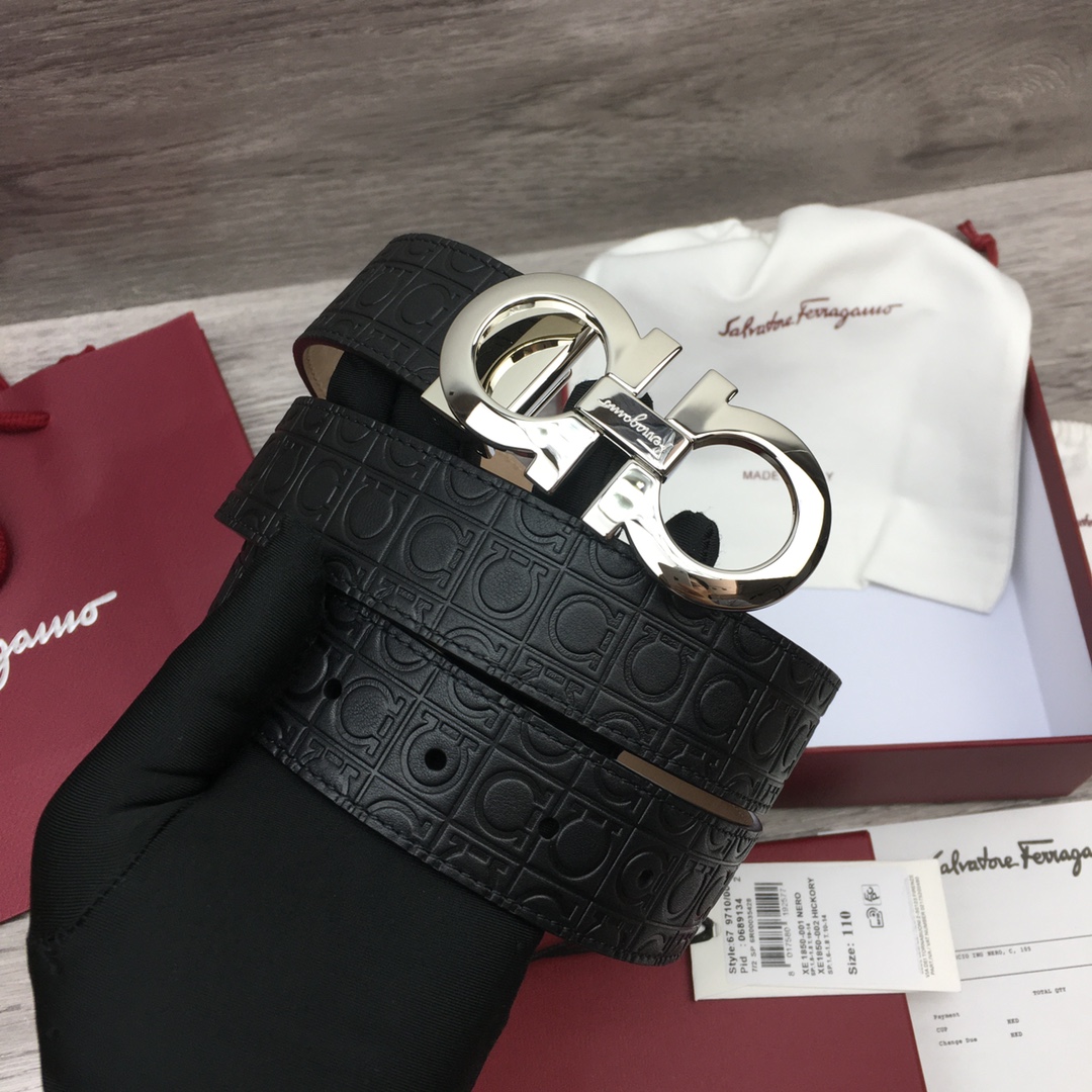 Ferragamo NXP Chip Leather Belt