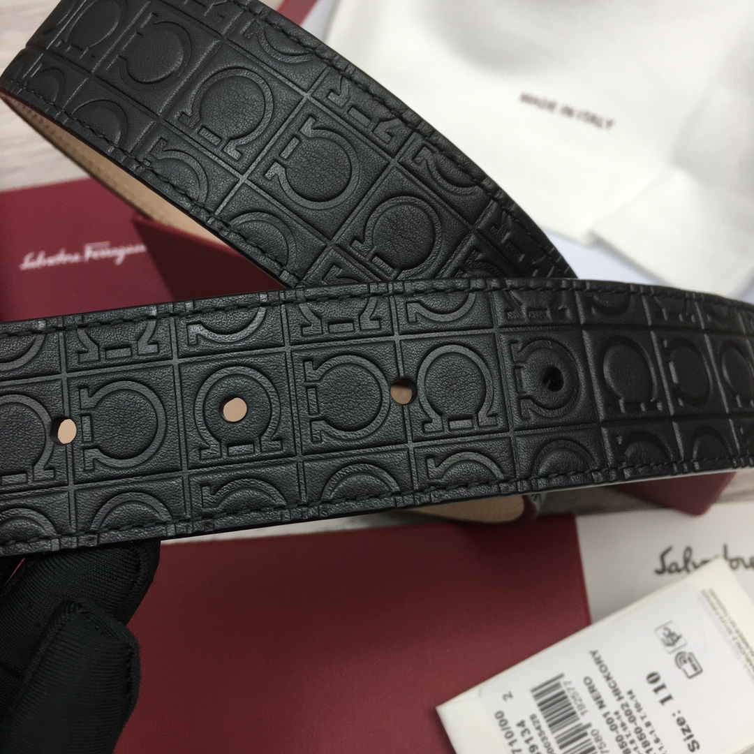 Ferragamo NXP Chip Leather Belt