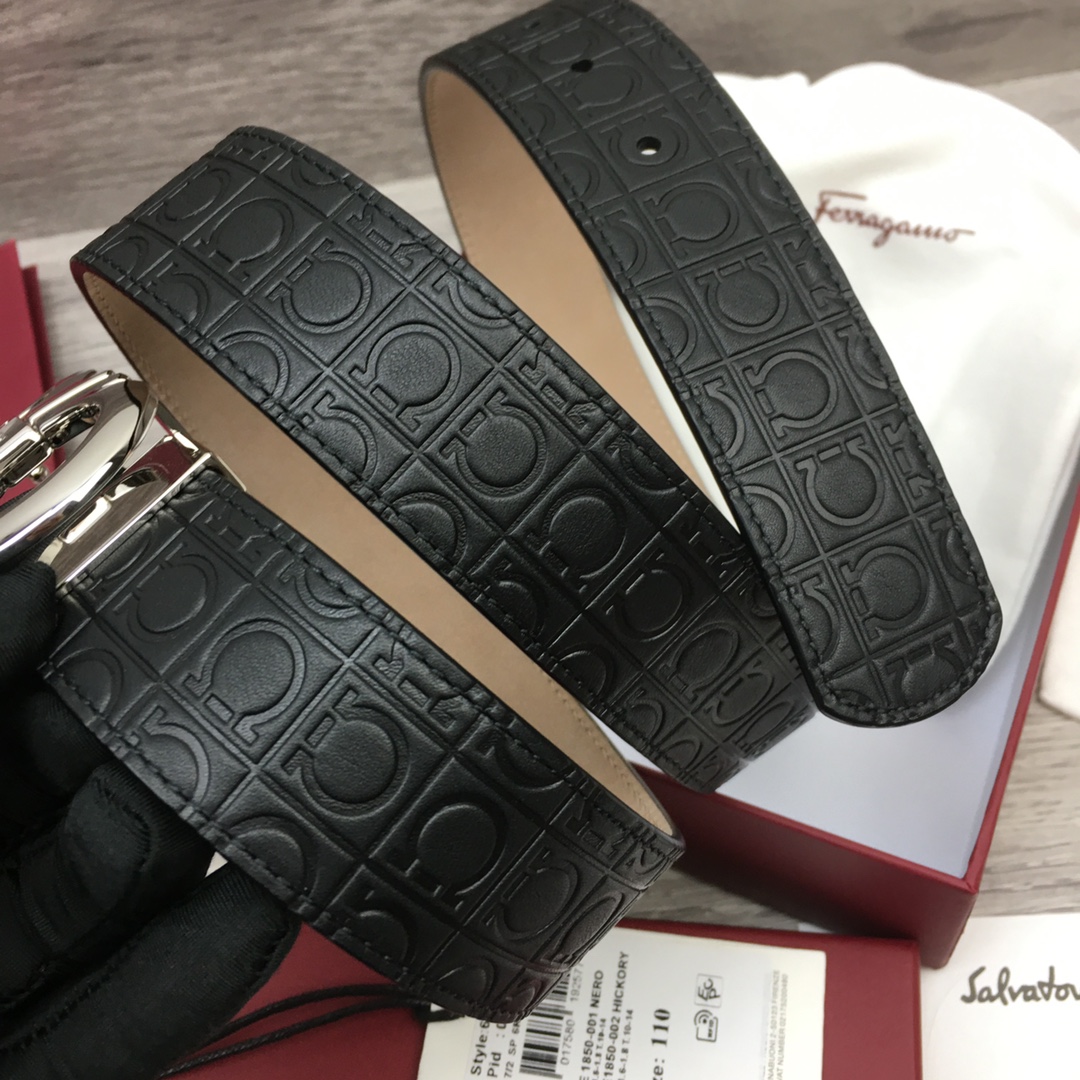 Ferragamo NXP Chip Leather Belt