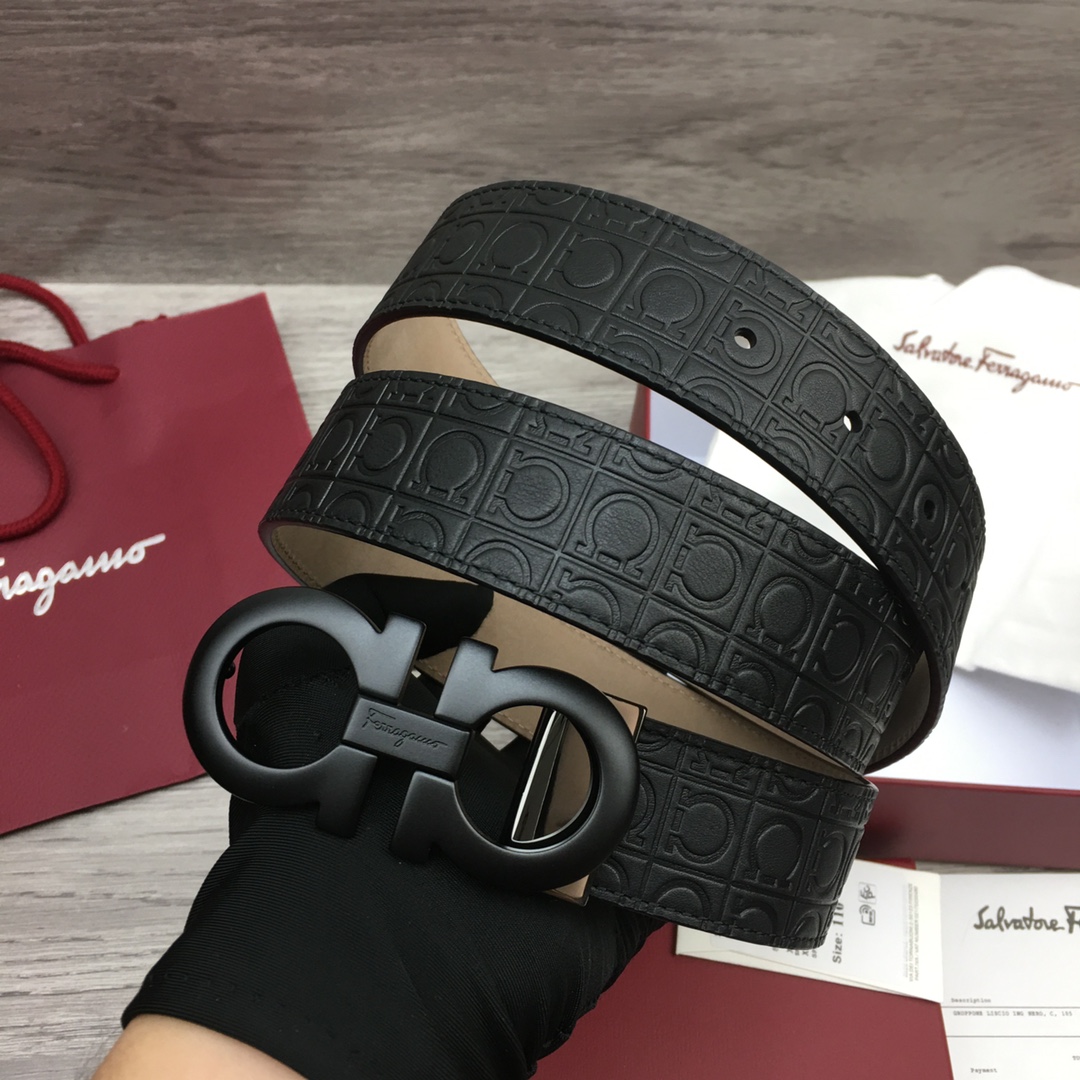 Ferragamo NXP Chip Leather Belt