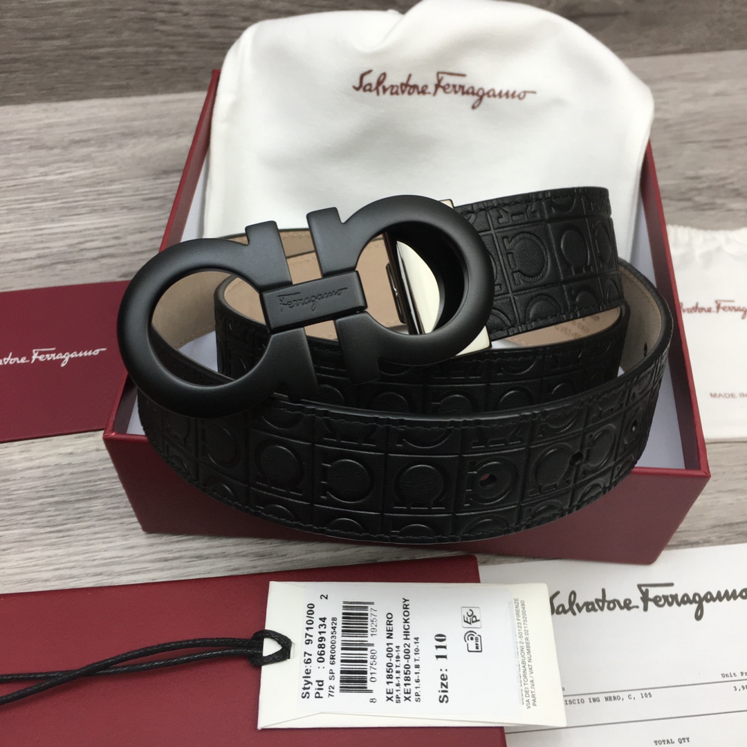 Ferragamo NXP Chip Leather Belt