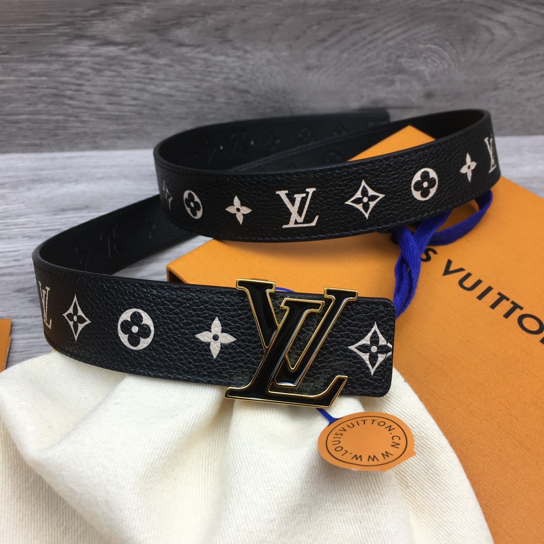 Louis Vuitton LV Reversible Floral Pattern Leather Belt