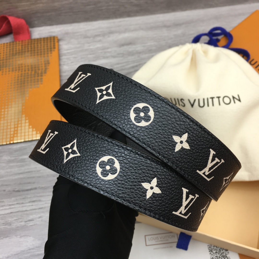 Louis Vuitton LV Reversible Floral Pattern Leather Belt