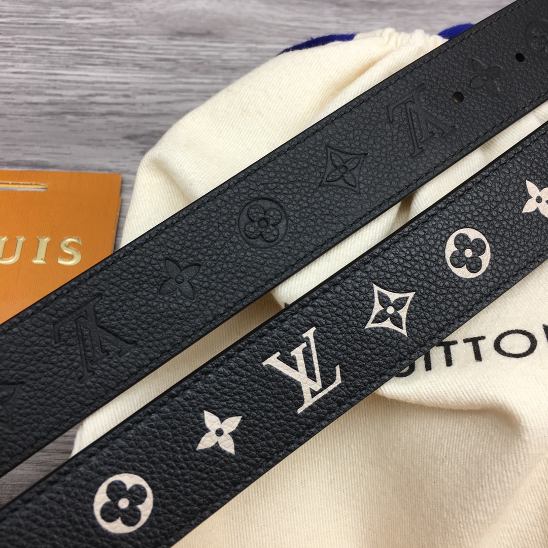 Louis Vuitton LV Reversible Floral Pattern Leather Belt