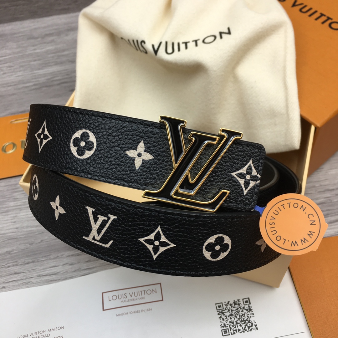 Louis Vuitton LV Reversible Floral Pattern Leather Belt