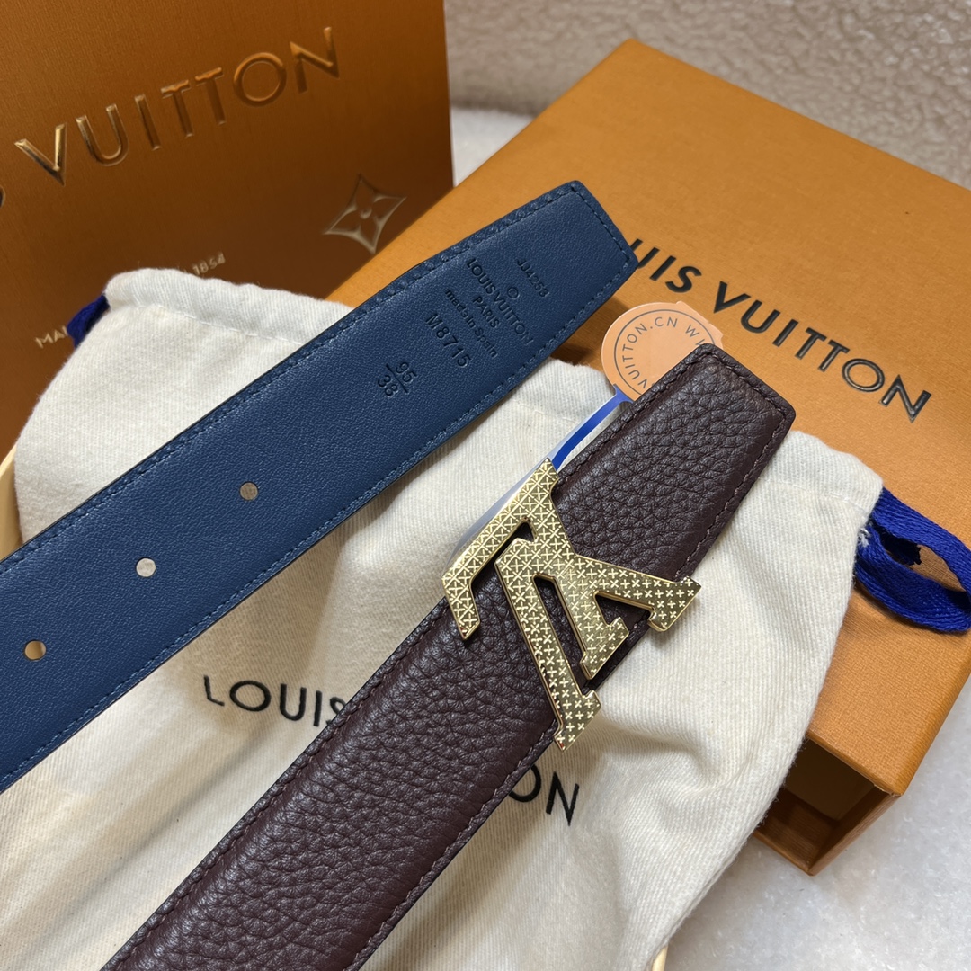 Louis Vuitton LV Men's Reversible Togo Leather Belt