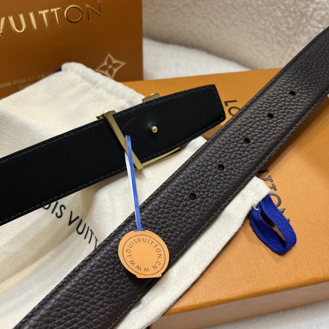 Louis Vuitton LV Men's Reversible Togo Leather Belt