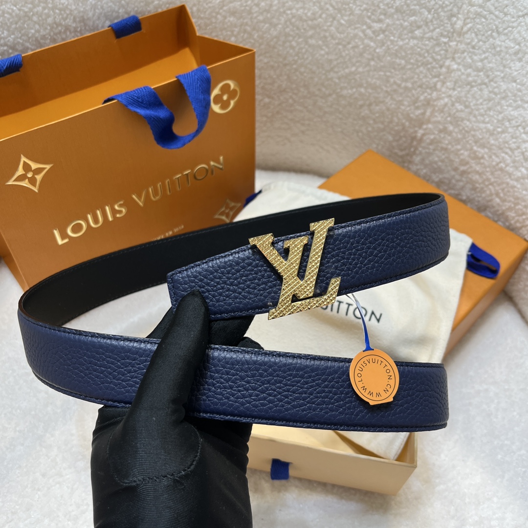 Louis Vuitton LV Men's Reversible Togo Leather Belt