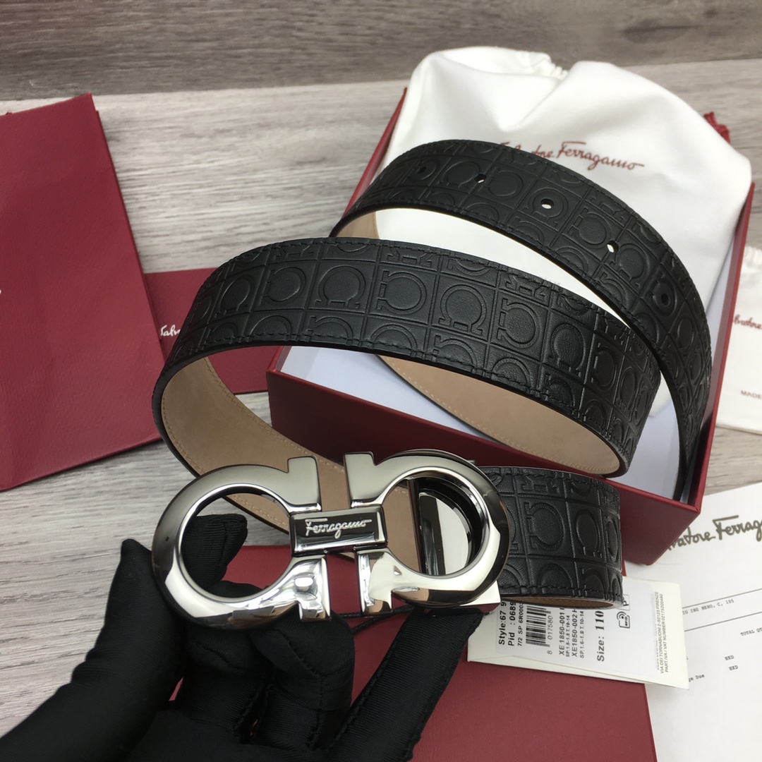 Ferragamo NXP Chip Leather Belt