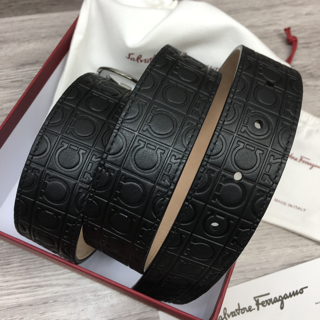 Ferragamo NXP Chip Leather Belt