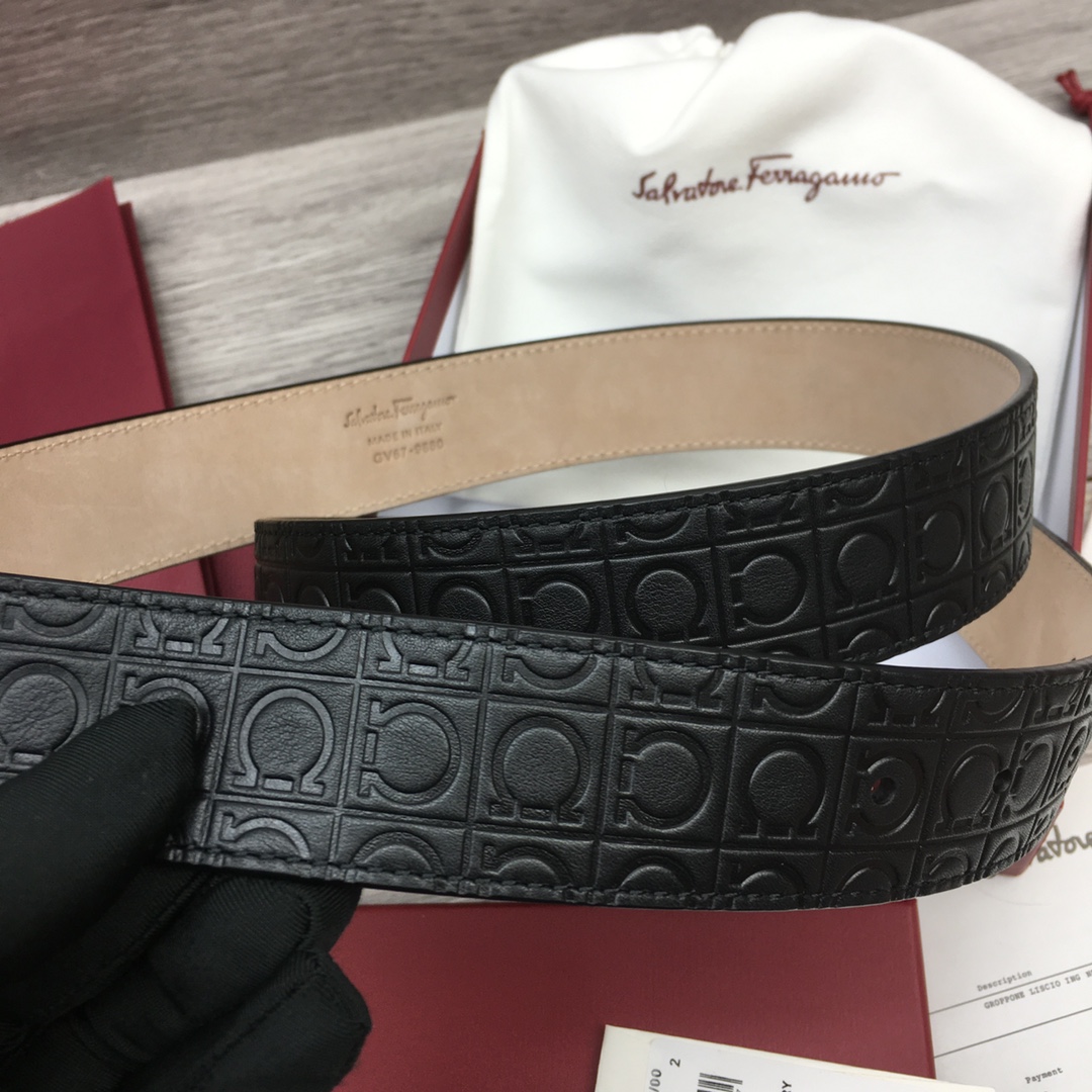 Ferragamo NXP Chip Leather Belt