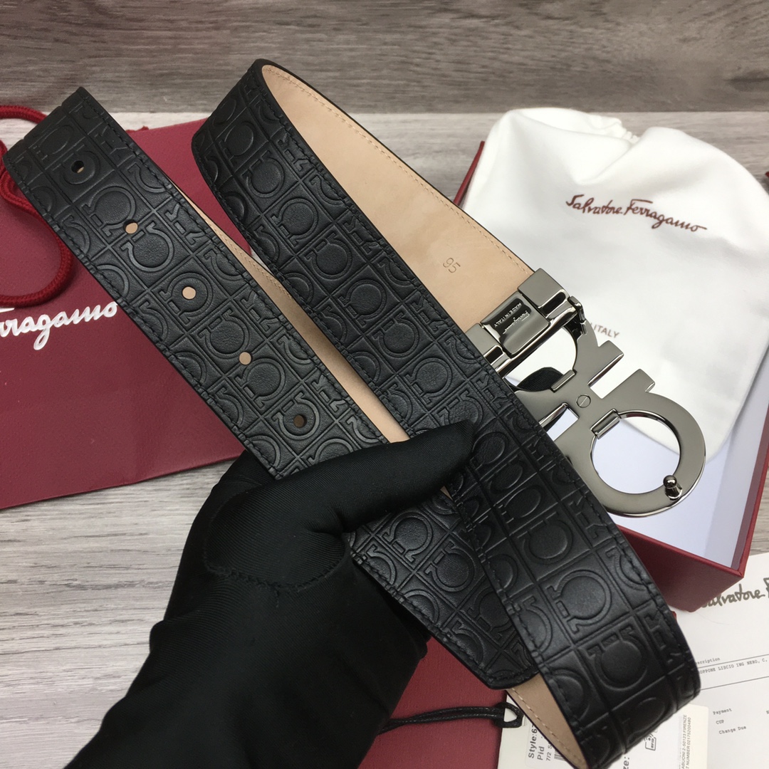 Ferragamo NXP Chip Leather Belt