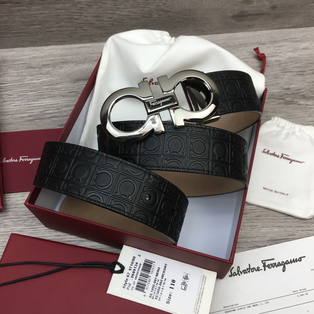 Ferragamo NXP Chip Leather Belt