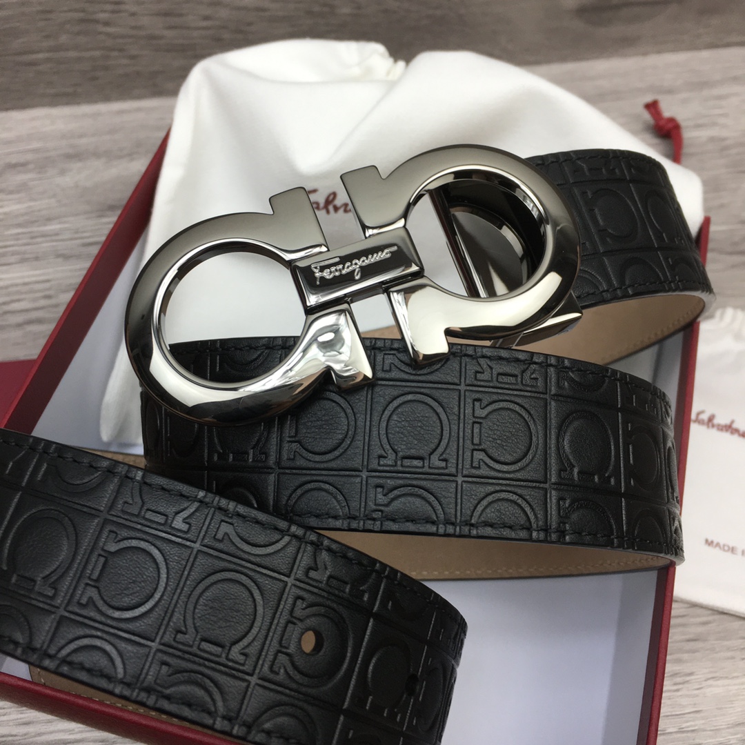 Ferragamo NXP Chip Leather Belt