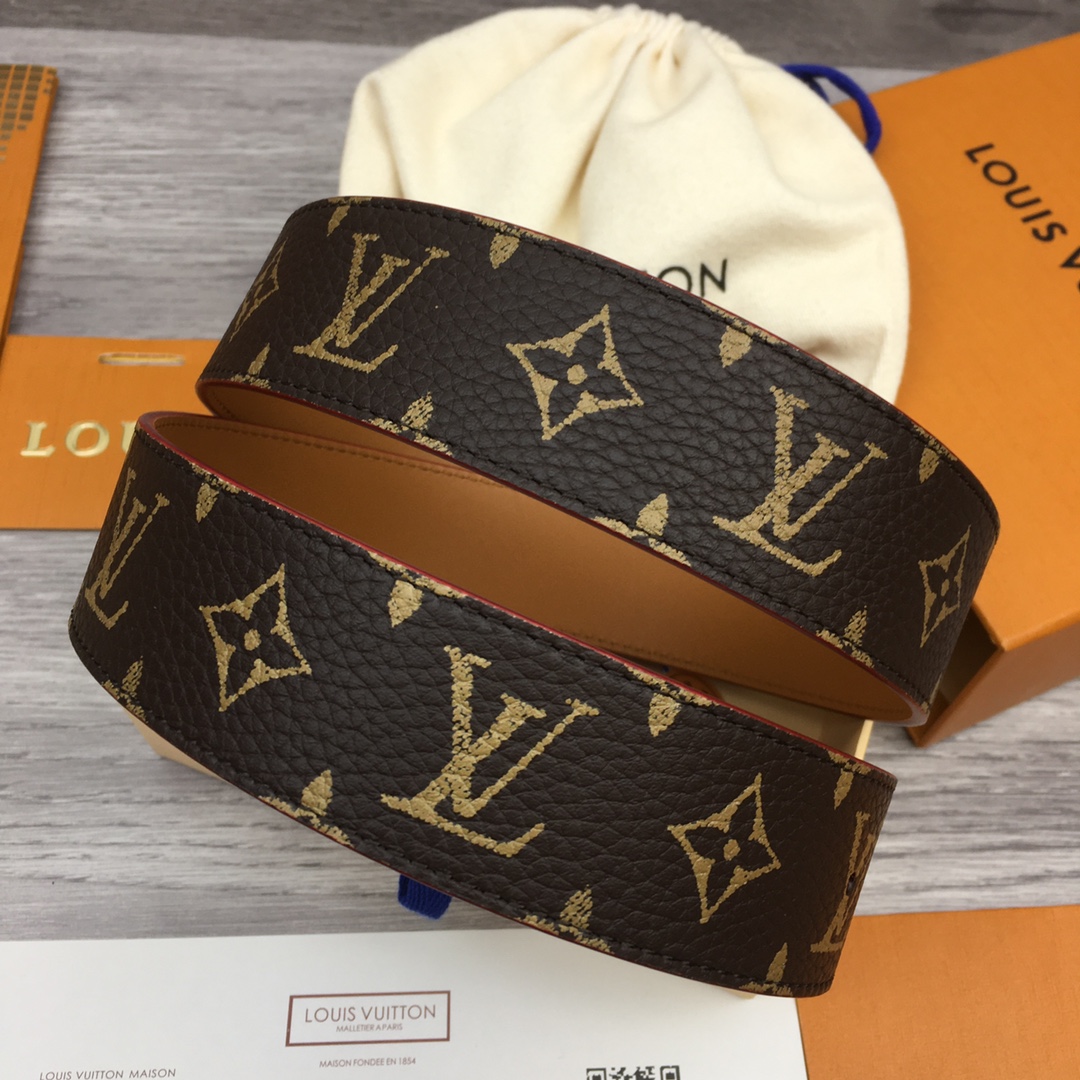 Louis Vuitton LV Custom Canvas and Calfskin Leather Belt