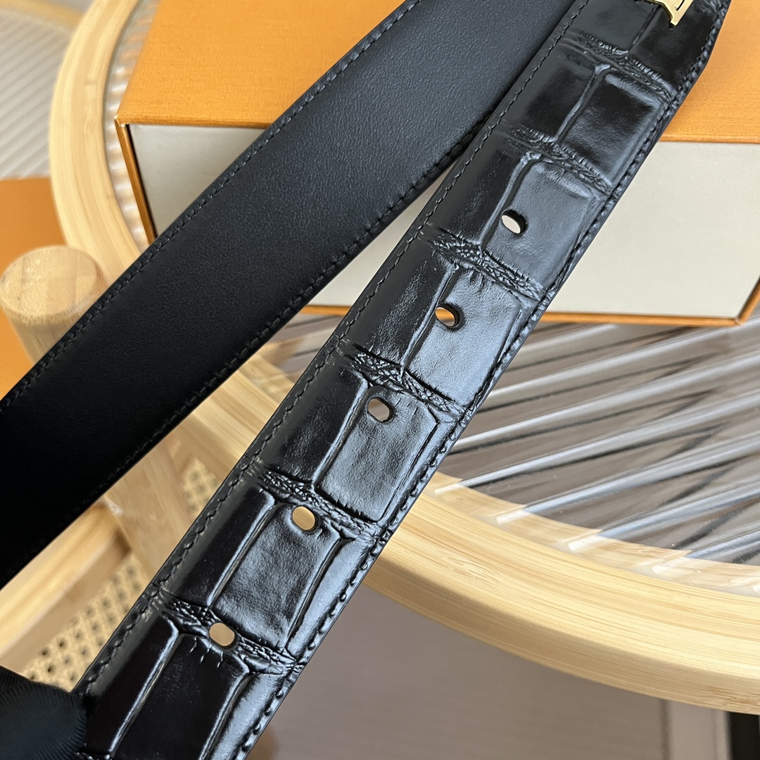 Louis Vuitton LV Men's Crocodile Pattern Leather Belt