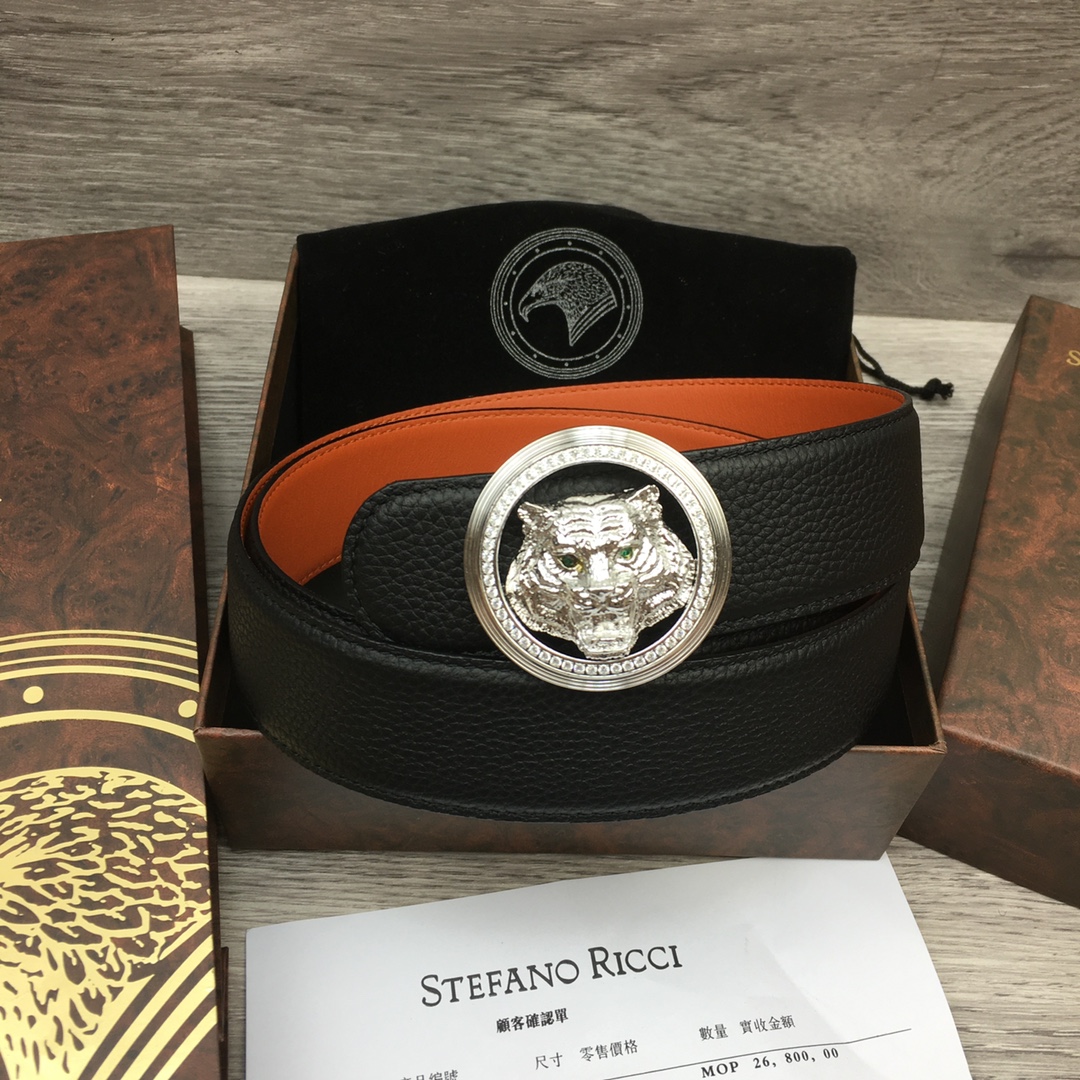 Stefano Ricci Men's Luxury 3.8cm Reversible Belt