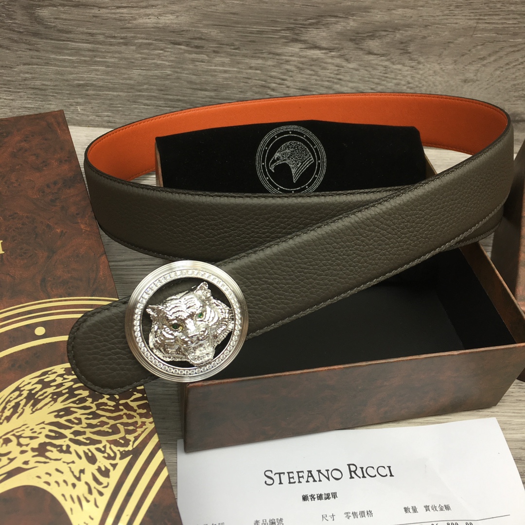 Stefano Ricci Men's Luxury 3.8cm Reversible Belt