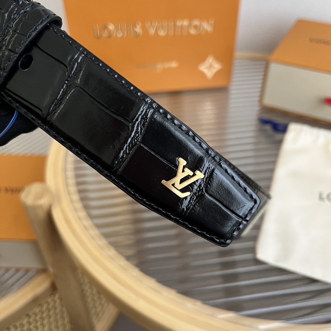 Louis Vuitton LV Men's Crocodile Pattern Leather Belt