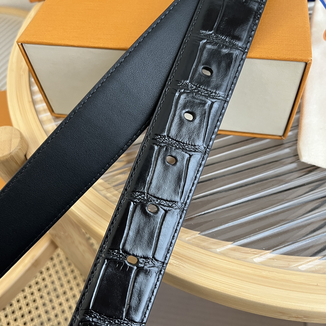 Louis Vuitton LV Men's Crocodile Pattern Leather Belt