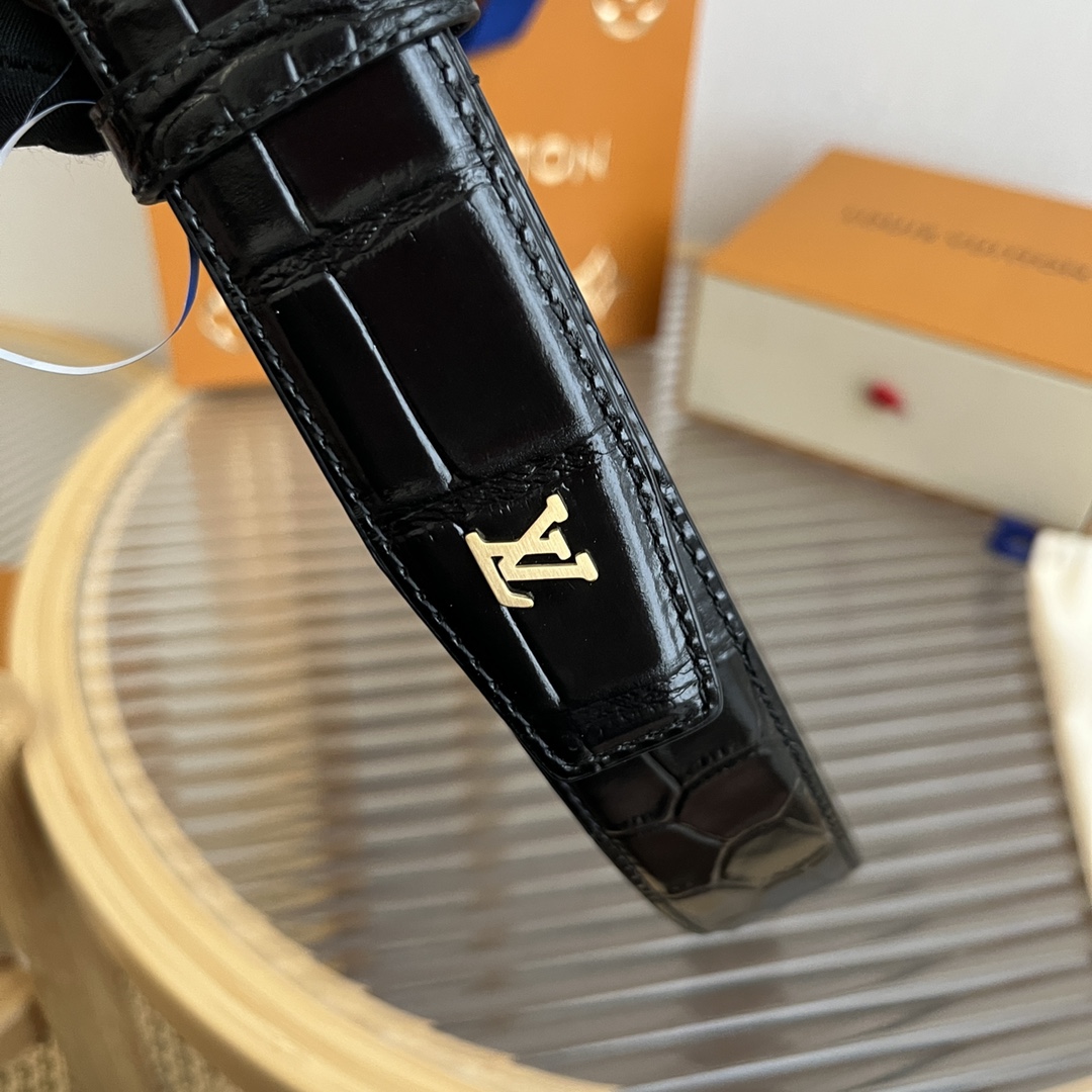 Louis Vuitton LV Men's Crocodile Pattern Leather Belt