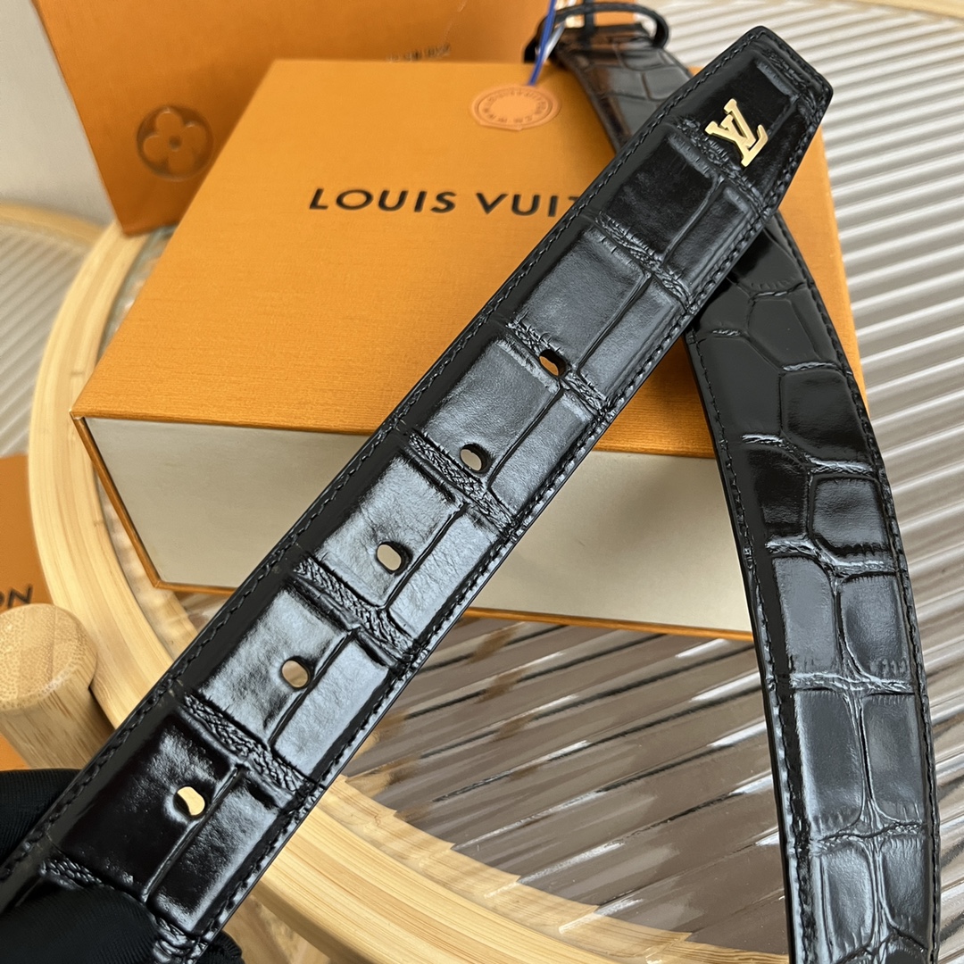 Louis Vuitton LV Men's Crocodile Pattern Leather Belt