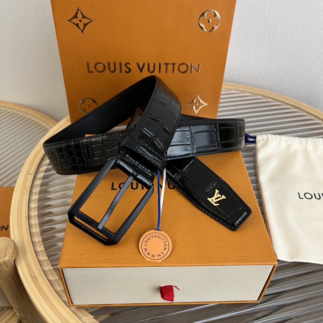 Louis Vuitton LV Men's Crocodile Pattern Leather Belt