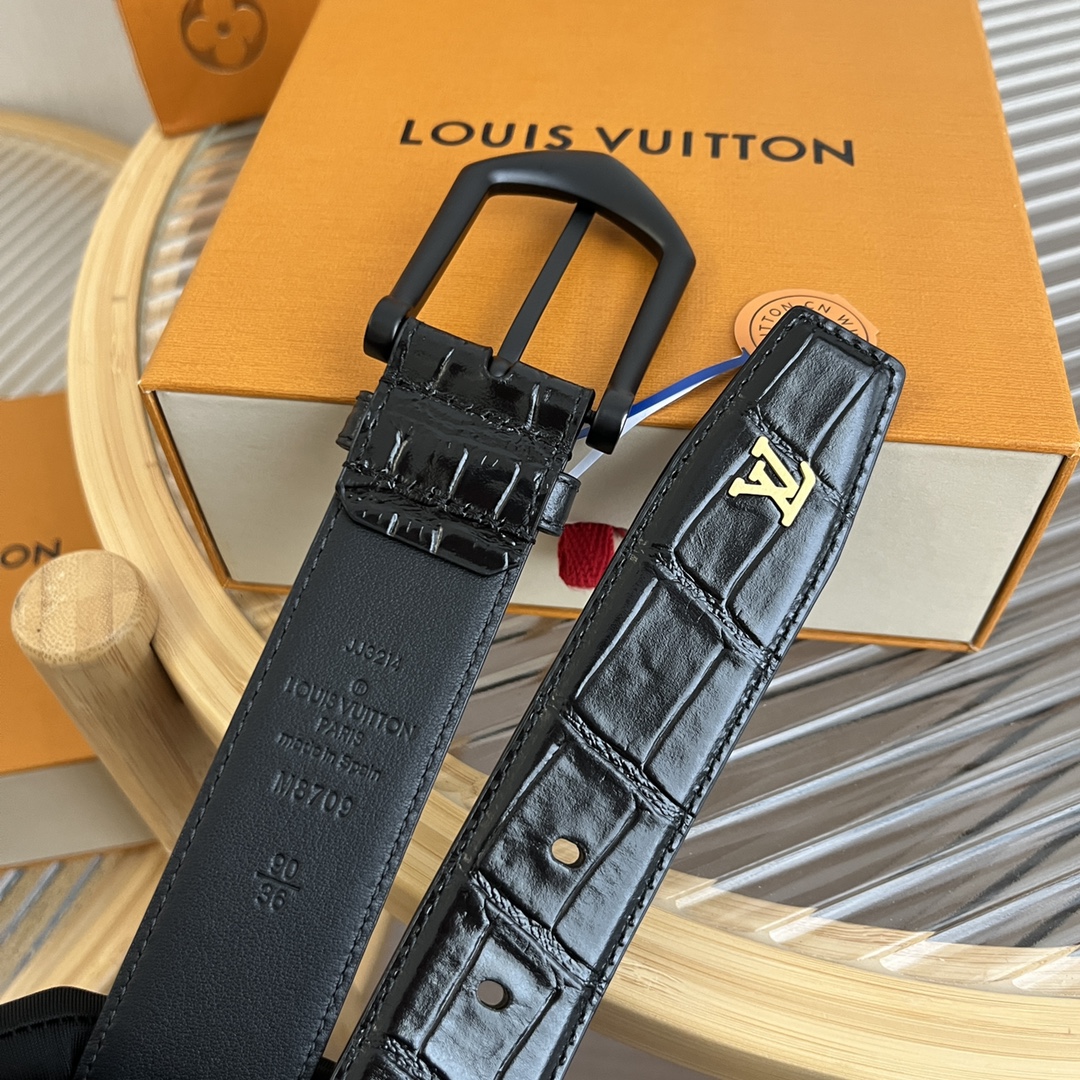 Louis Vuitton LV Men's Crocodile Pattern Leather Belt