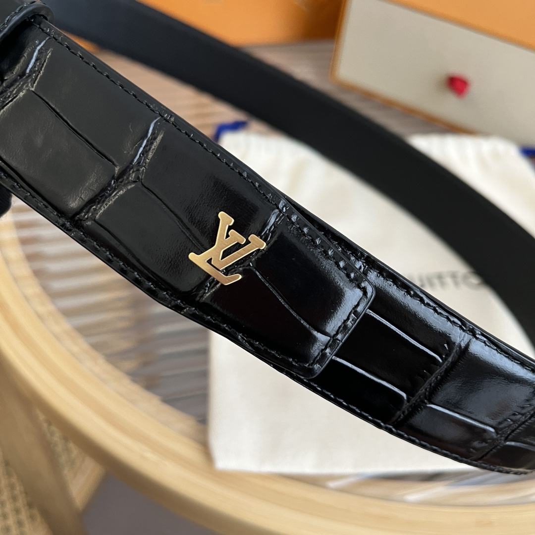 Louis Vuitton LV Men's Crocodile Pattern Leather Belt