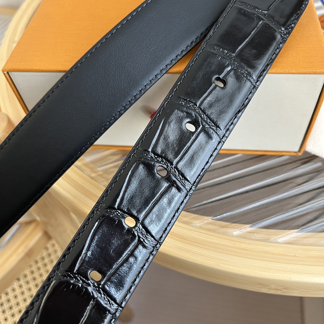 Louis Vuitton LV Men's Crocodile Pattern Leather Belt