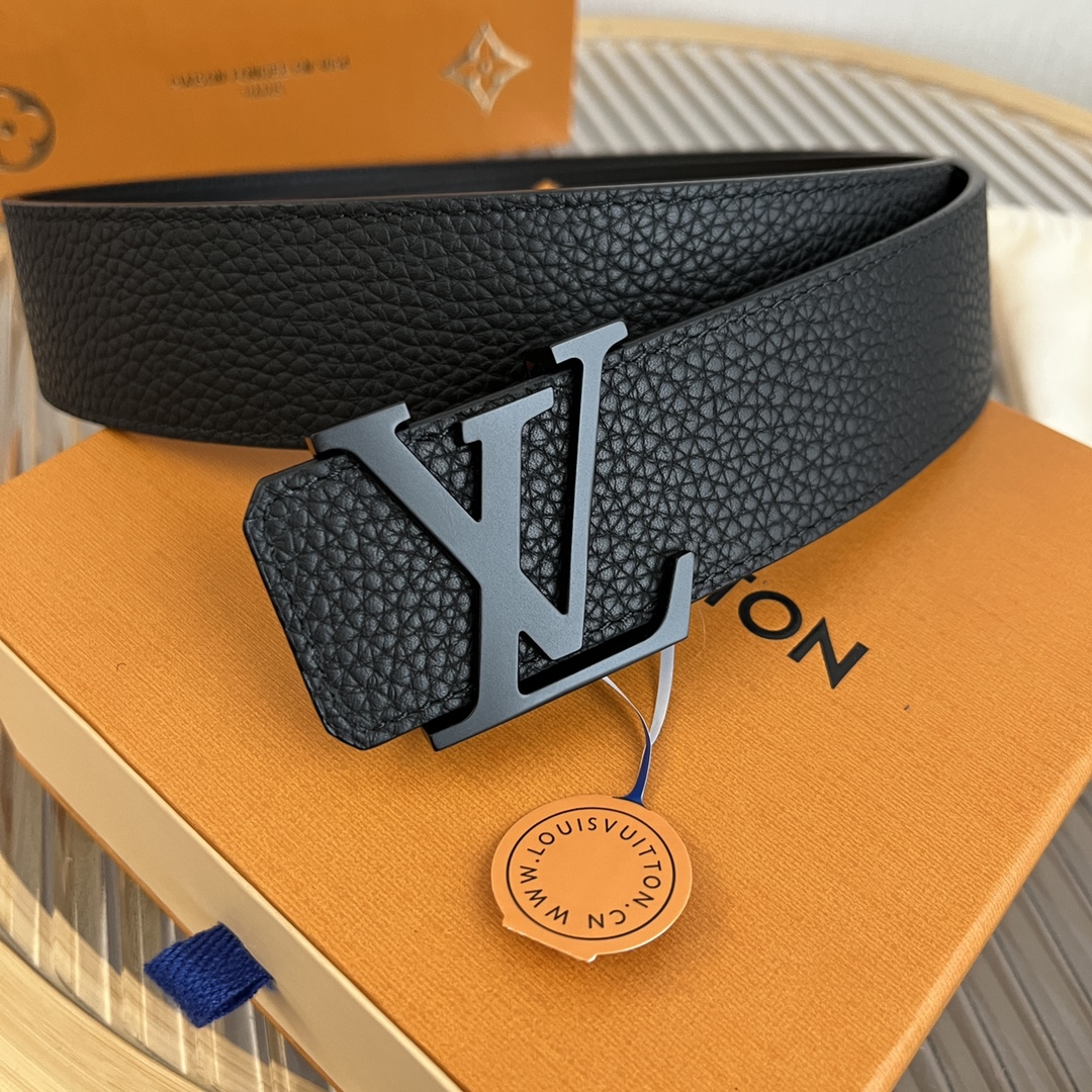 Louis Vuitton LV 4cm Italian Litchi Grain Leather Belt