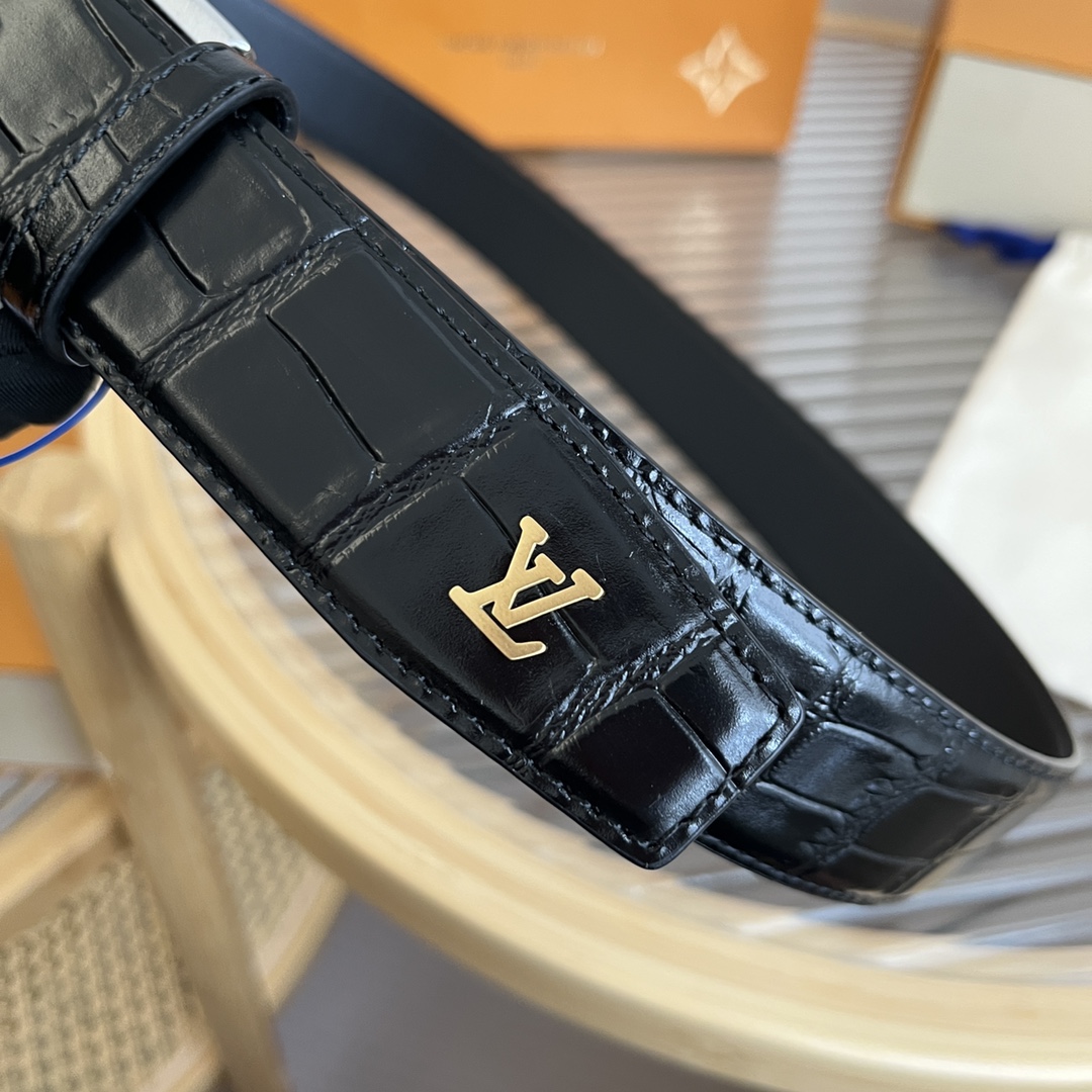 Louis Vuitton LV Men's Crocodile Pattern Leather Belt