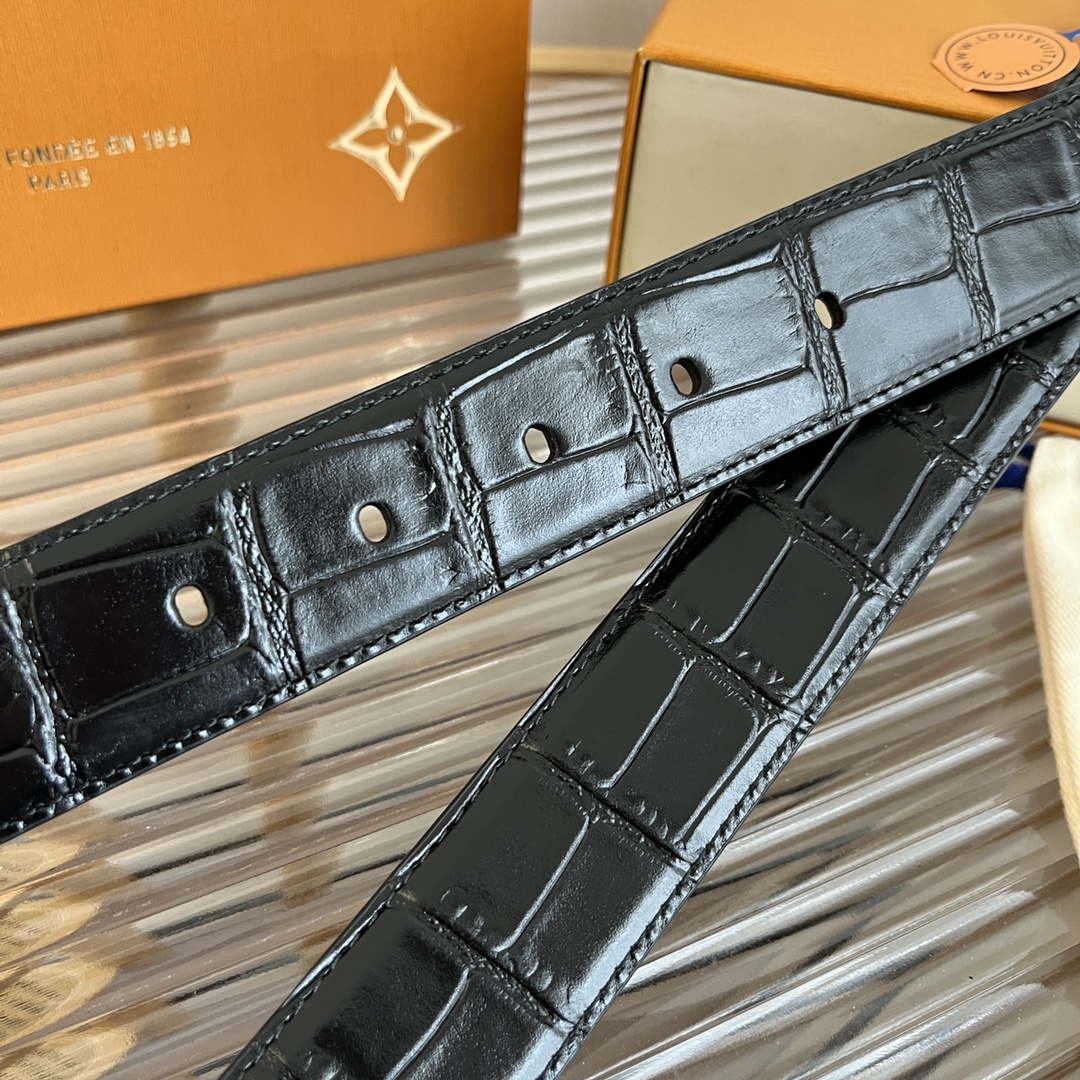 Louis Vuitton LV Men's Crocodile Pattern Leather Belt