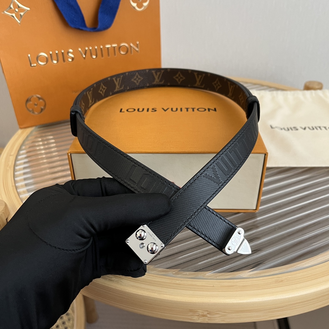 Louis Vuitton LV Women's Custom Canvas and Calfskin Belt