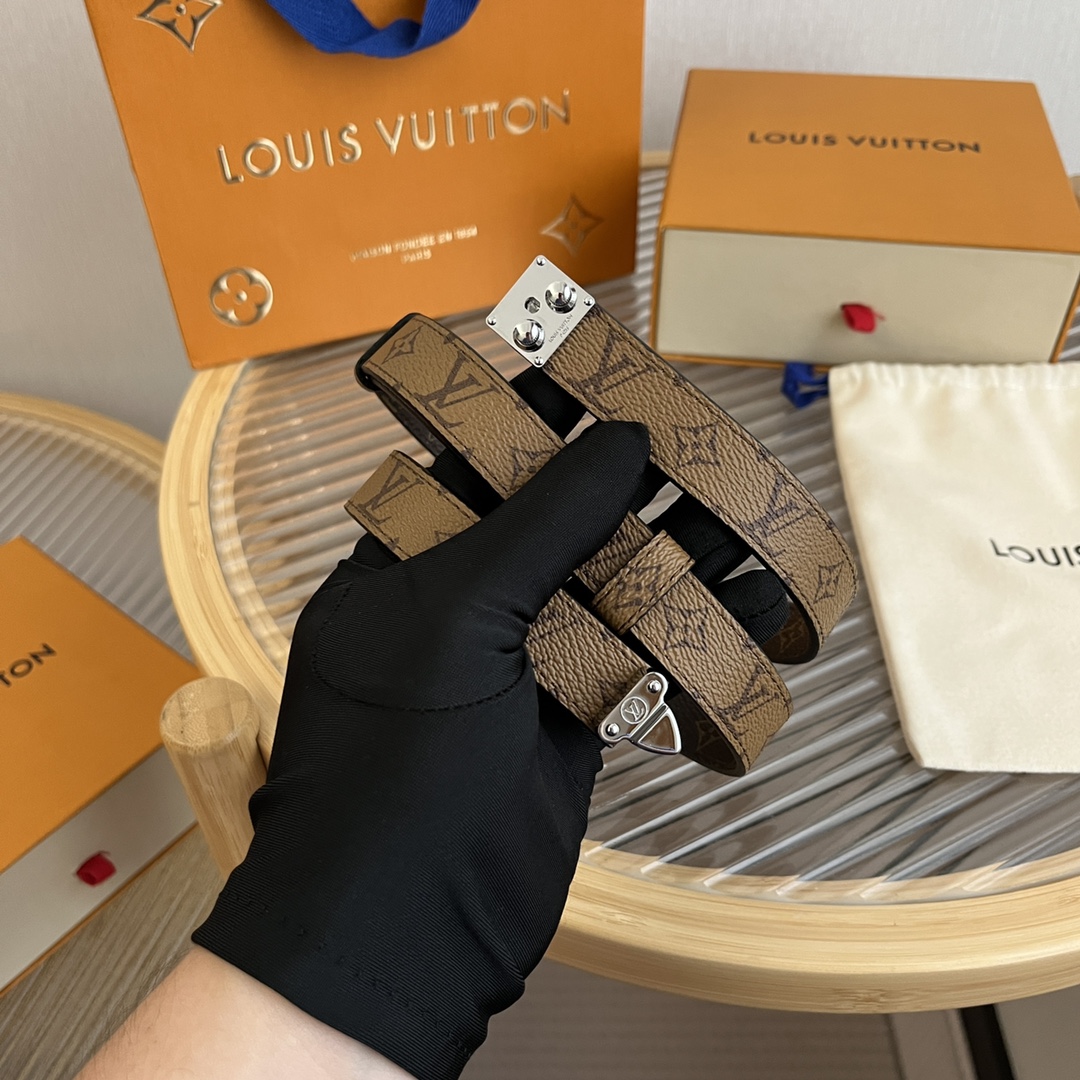 Louis Vuitton LV Women's Custom Canvas and Calfskin Belt