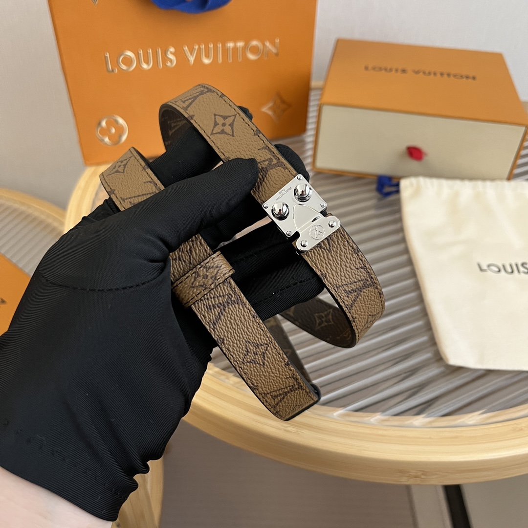 Louis Vuitton LV Women's Custom Canvas and Calfskin Belt