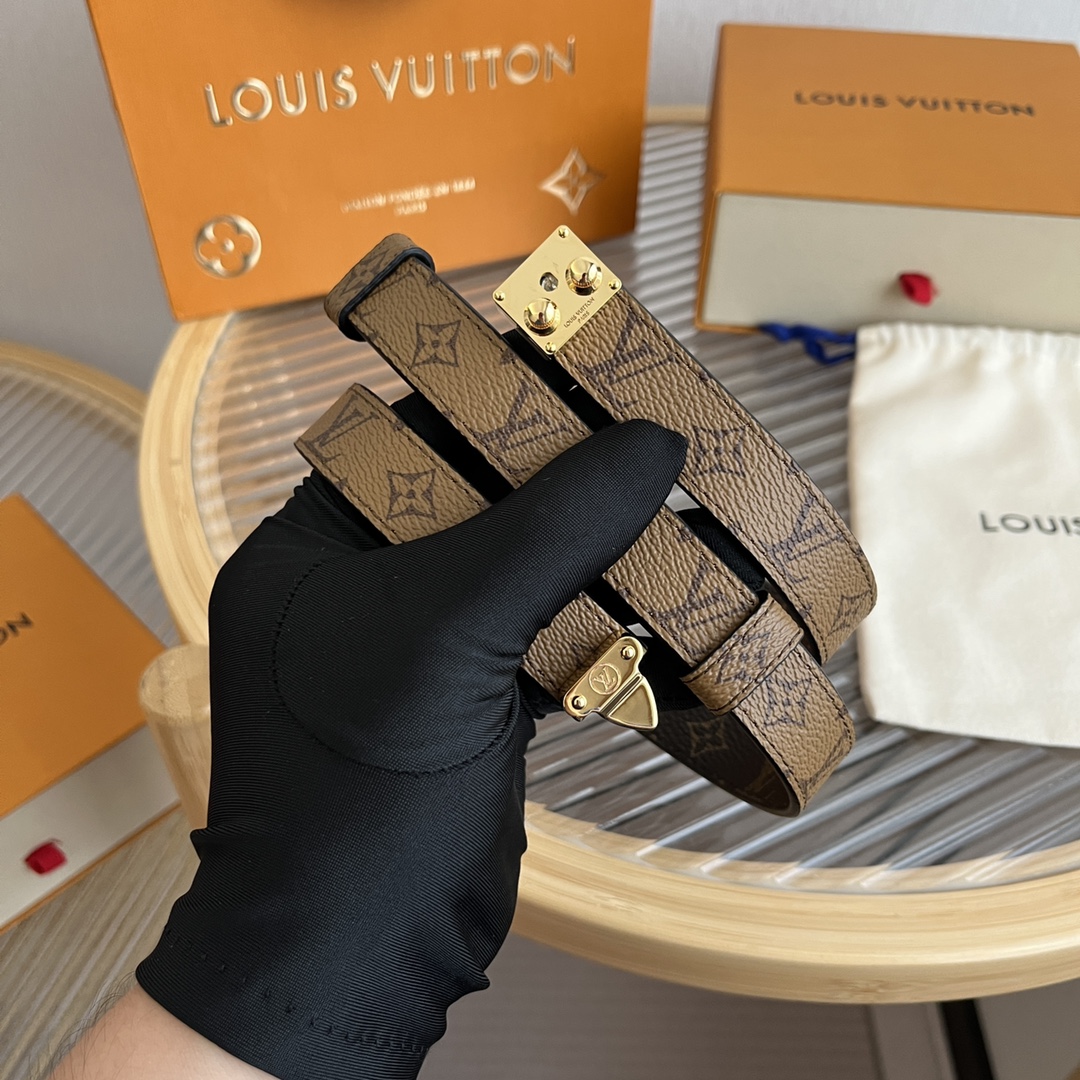 Louis Vuitton LV Women's Custom Canvas and Calfskin Belt