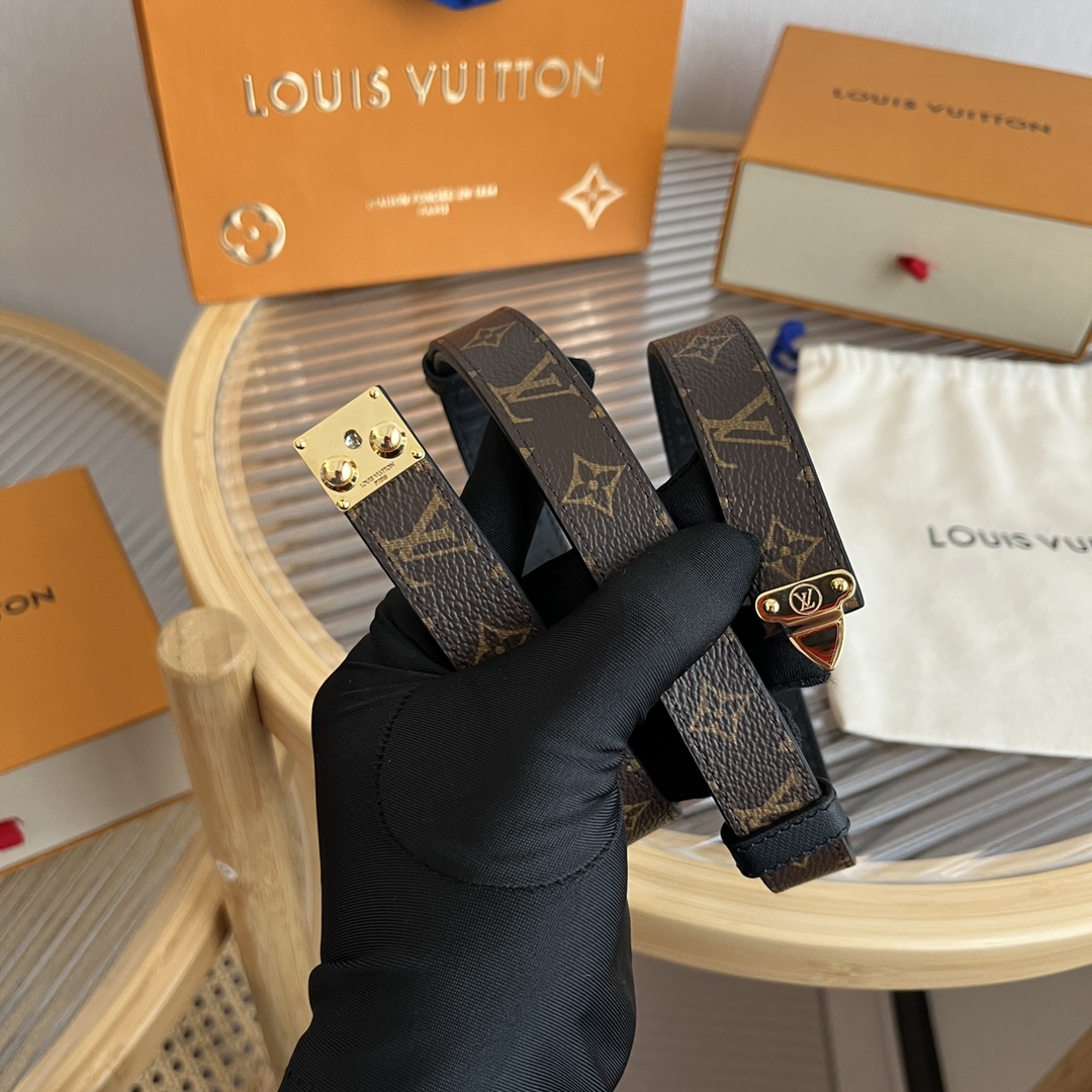 Louis Vuitton LV Women's Custom Canvas and Calfskin Belt