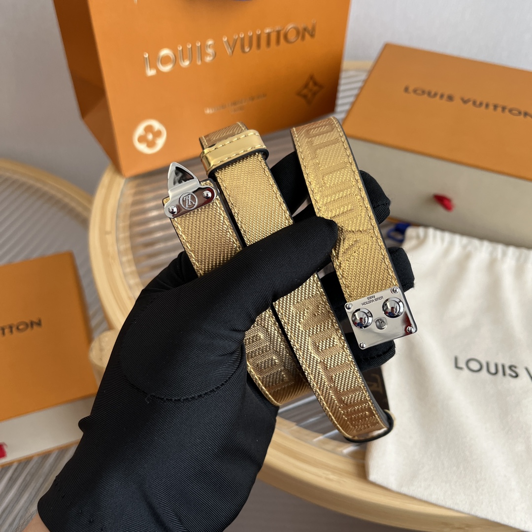 Louis Vuitton LV Women's Custom Canvas and Calfskin Belt