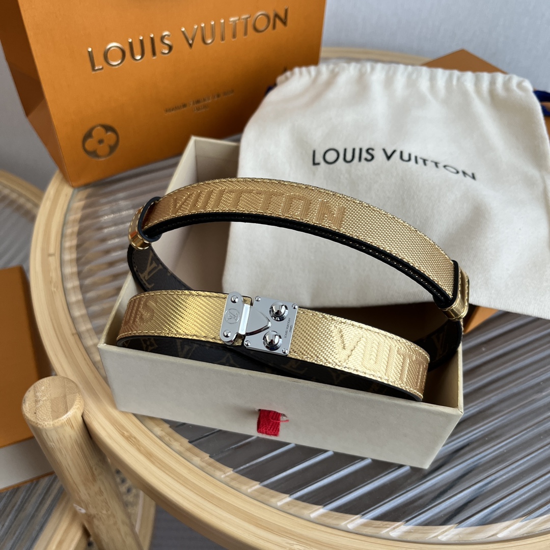 Louis Vuitton LV Women's Custom Canvas and Calfskin Belt