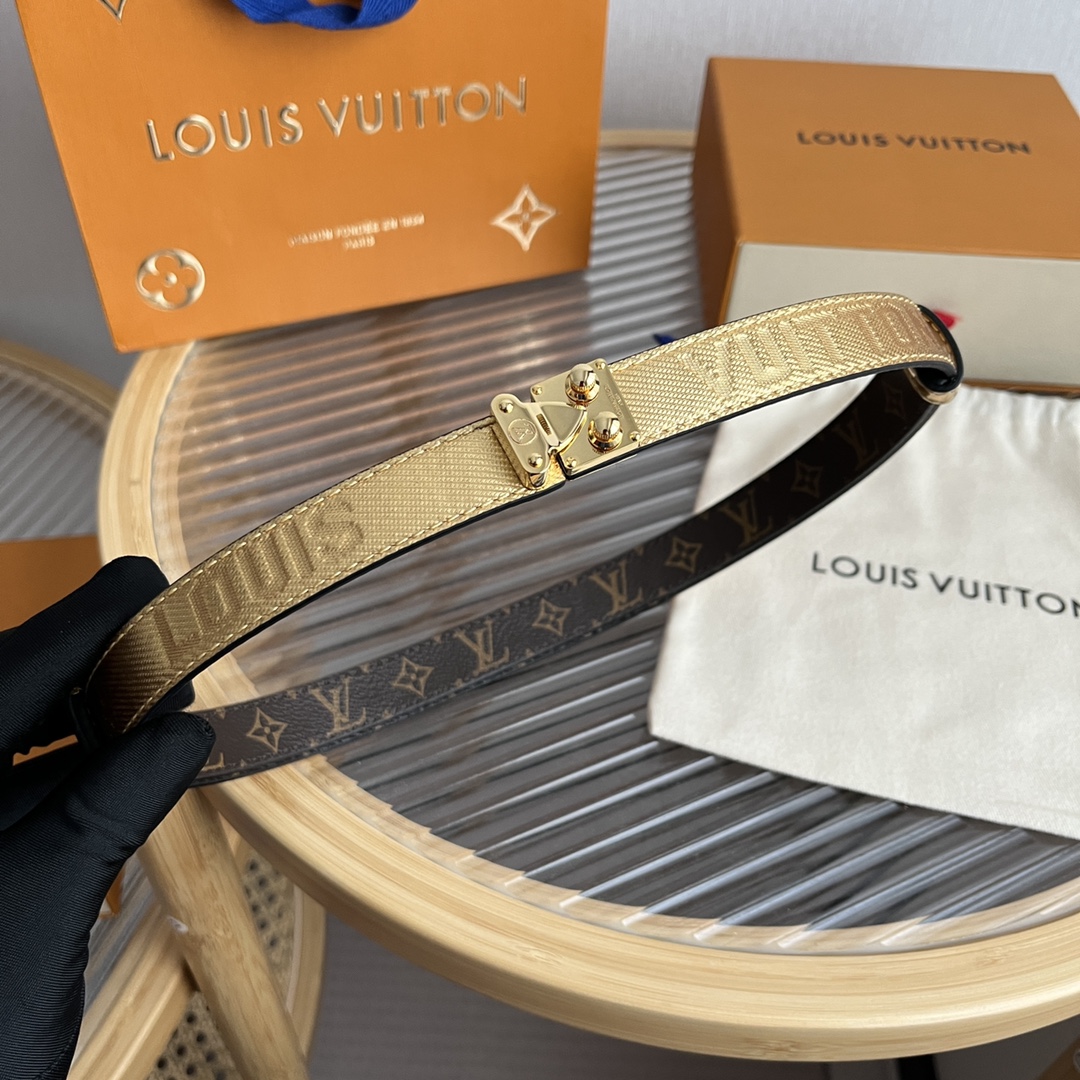 Louis Vuitton LV Women's Custom Canvas and Calfskin Belt