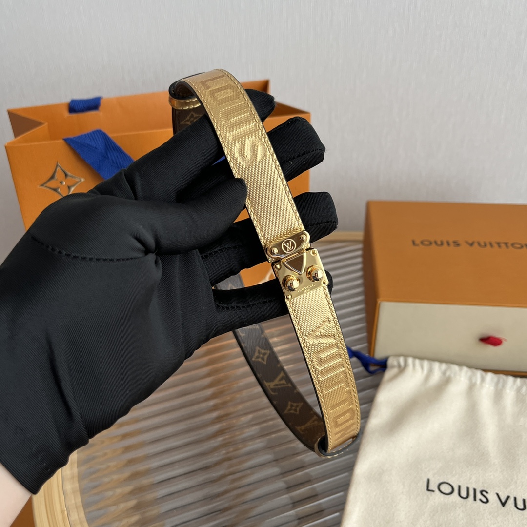 Louis Vuitton LV Women's Custom Canvas and Calfskin Belt