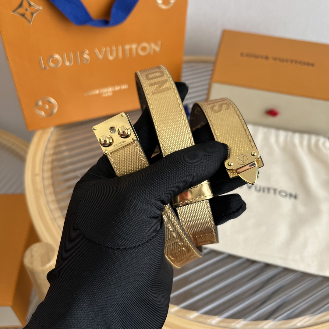 Louis Vuitton LV Women's Custom Canvas and Calfskin Belt