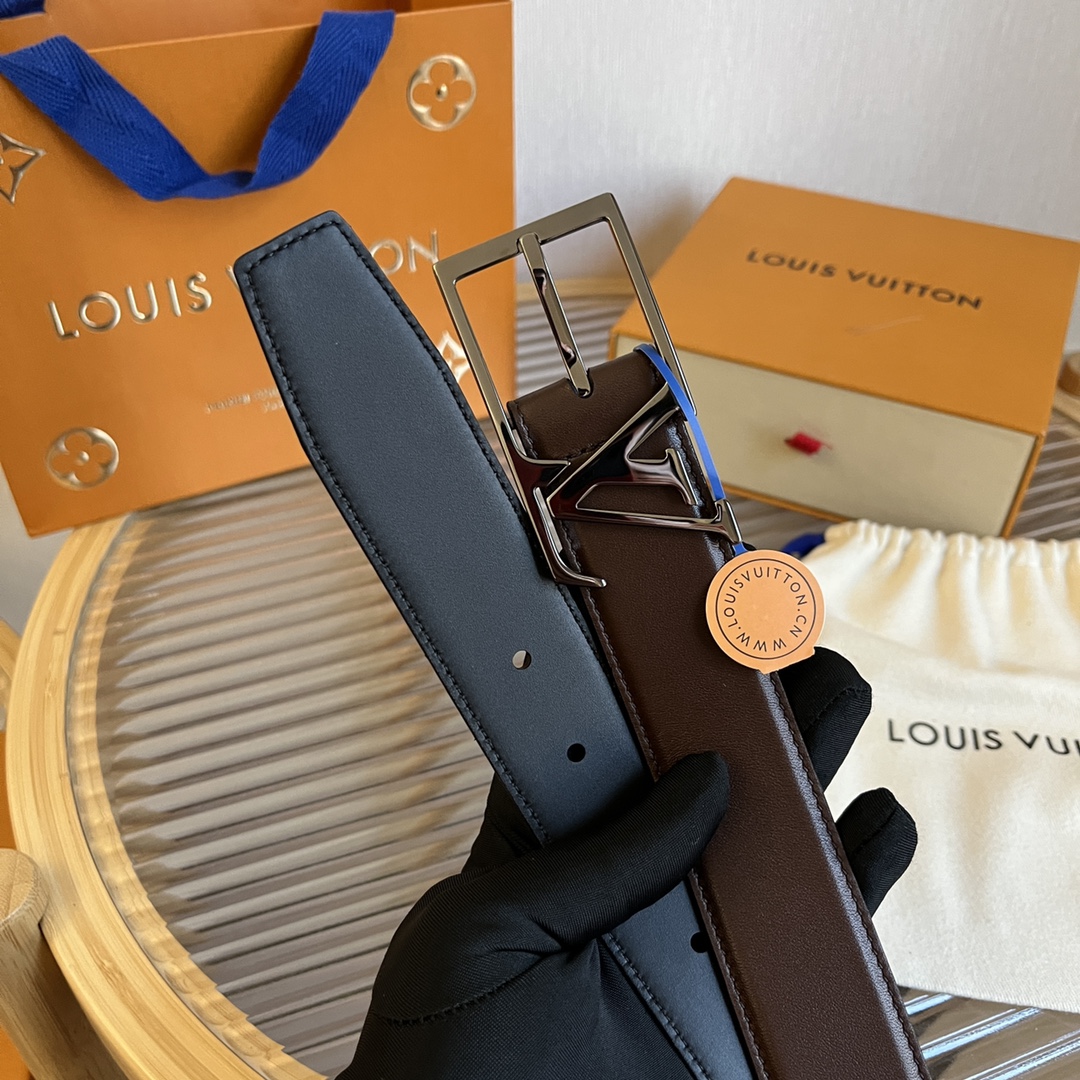 Louis Vuitton LV Men's Reversible Calfskin Leather Belt