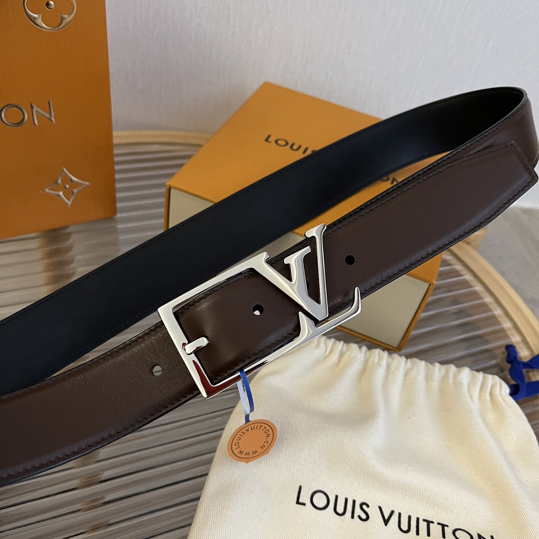 Louis Vuitton LV Men's Reversible Calfskin Leather Belt